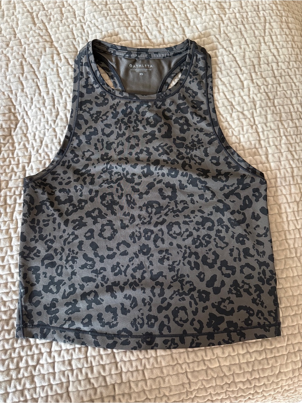 Athleta Charcoal and Black Leopard-Print Cropped Tank